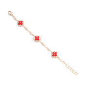 Red Enamel Circles Clover Bracelet
