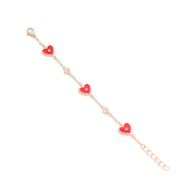 Red Enamel CZ Beaded Border Bracelet