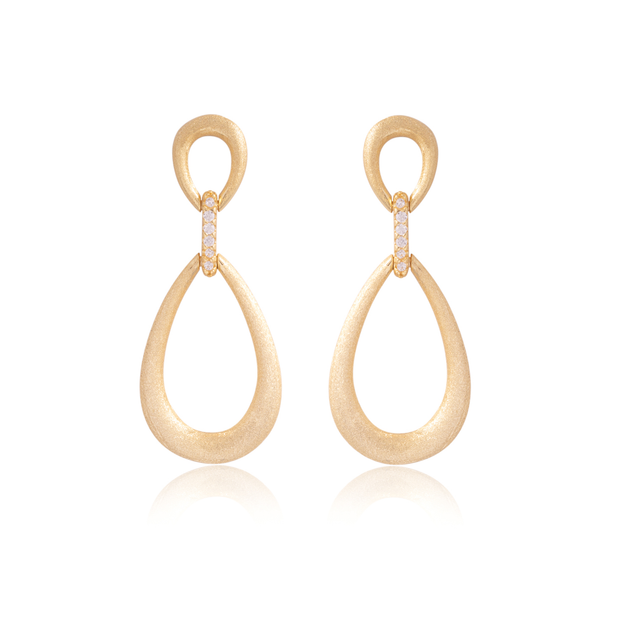 Open Double Brushed Teardrop Earrings