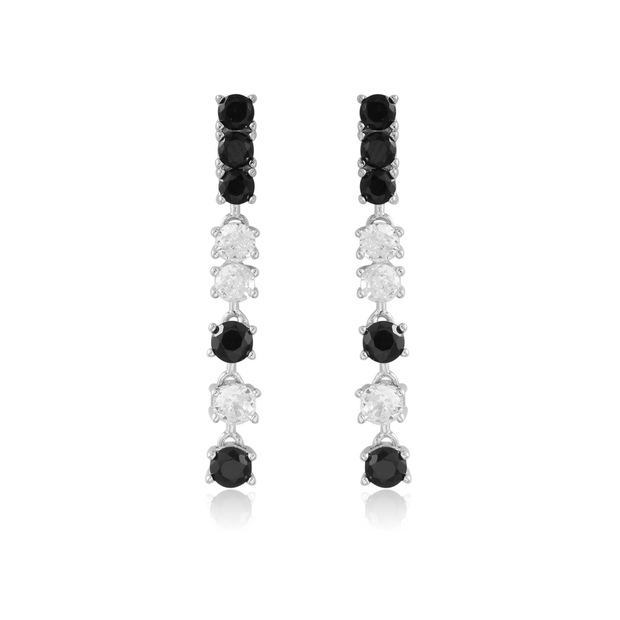Broken CZ Line Drop Earrings in Onyx