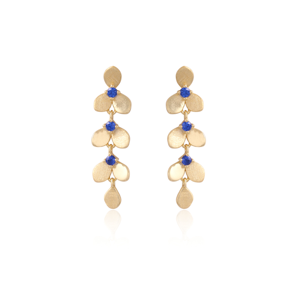 Brushed Petal Drop Earrings in Sapphire