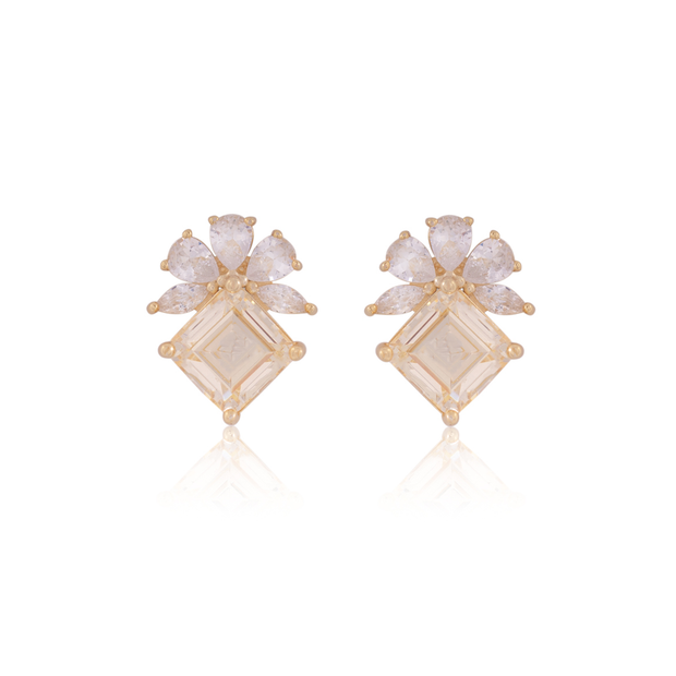 Glamourous Yellow Stone CZ Enhancer Studs in White Gold