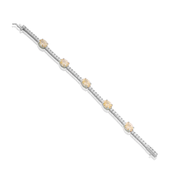 Exquisite Citrine Ovals & CZ Tennis Bracelet in White Gold