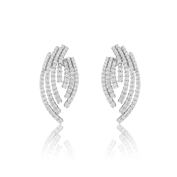 Cascading CZ Lined Studs in White Gold