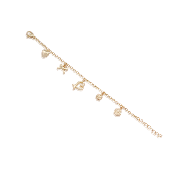 Delicate Sweet Girls Charm Bracelet in Yellow Gold