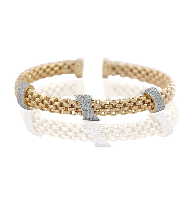 MARCELLO PANE Open Braided Three CZ Wrapped Bangle