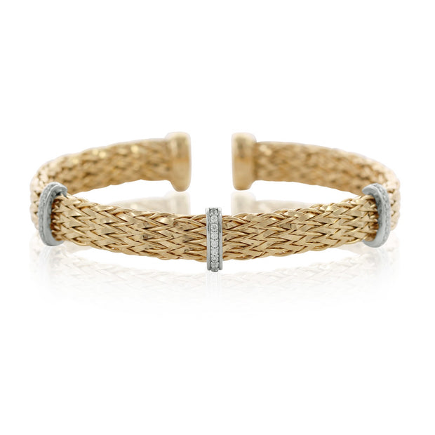 MARCELLO PANE Diamond Cut Thick Braided CZ Line Bangle