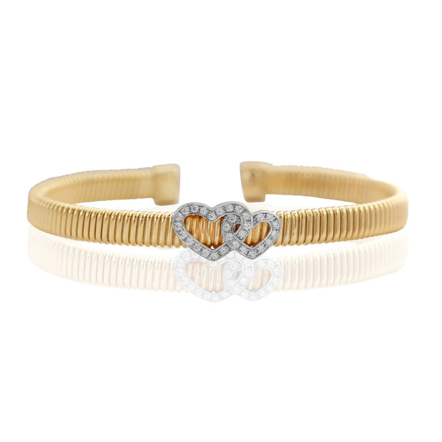 MARCELLO  PANE Intertwined Hearts Ribbed Bangle