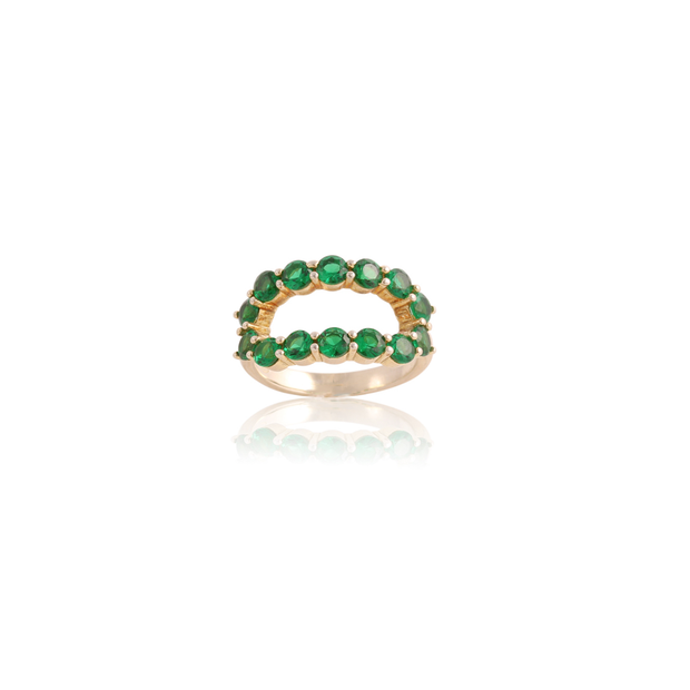 Open Oval Emerald CZ Ring in Yellow Gold