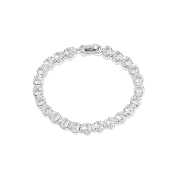 Livia Oval Marquise Cz White Gold Bracelet