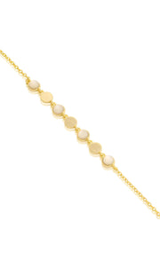 Polished & MOP Circles Delicate Bracelet in Yellow Gold