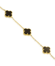 Three Onyx Medium Clover Bracelet in Yellow Gold