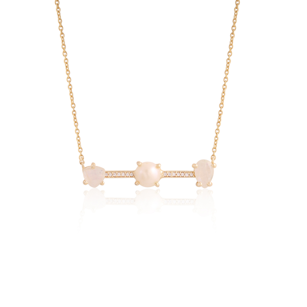 Atelier Mon Pearl & Stone Bar Necklace