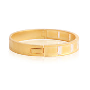 Matte & Swarovski Baguette Stones Bangle in Yellow Gold