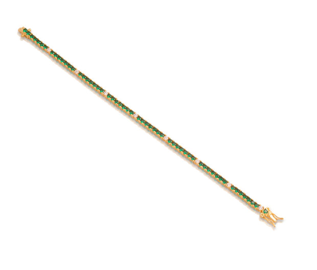 2.5mm Emerald Tennis Bracelet in Yellow Gold