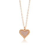 Beaded Border Pave Heart Pendant in Yellow Gold