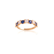 Sapphire & CZ Uneven Stackable Ring in Yellow Gold