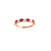 Ruby & CZ Uneven Stackable Ring in Yellow Gold