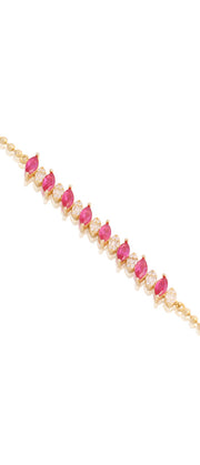 Ruby Marquis Design Ball Chain Bracelet in Yellow Gold