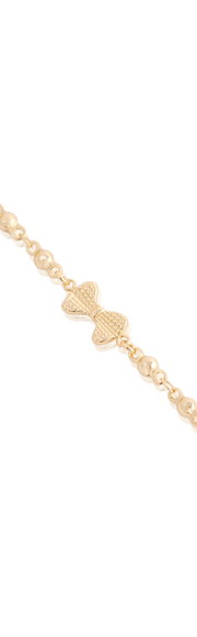 Textured Bows & Polished Balls Bracelet in Yellow Gold