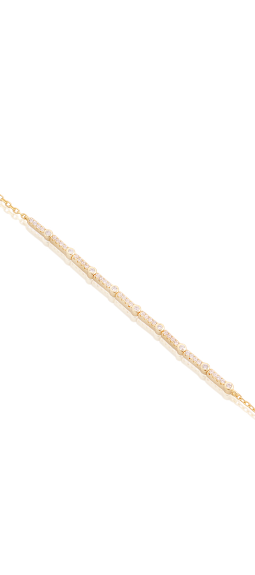 CZ Bezel & Stick Layering Bracelet in Yellow Gold