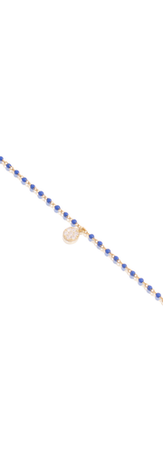 Blue Beaded & Single Pave Charm Bracelet