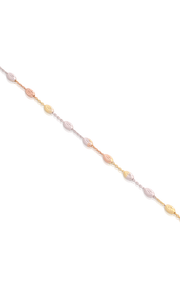 Delicate Tri-Color Diamond Cut Ovals Layering Bracelet