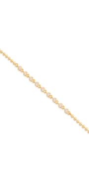 Center CZ Beaded Bracelet in Yellow Gold