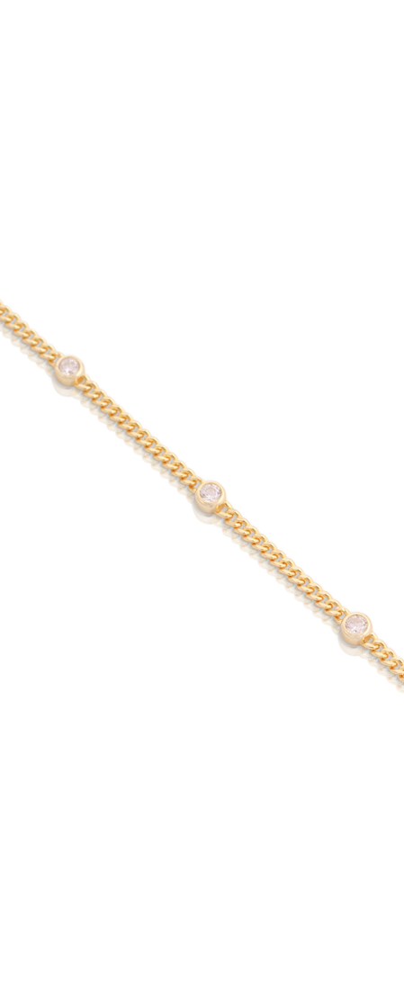 Cuban Link Bezel Set CZs Bracelet in Yellow Gold