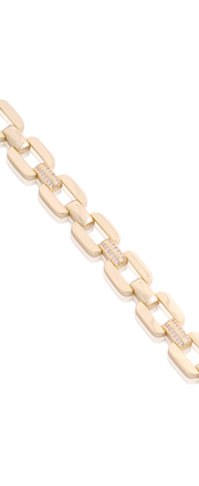 Polished Square & CZ Connectors Flat Link Bracelet