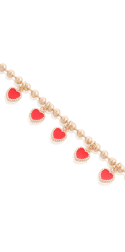 Five Red Charm Enamel Beaded Bracelet