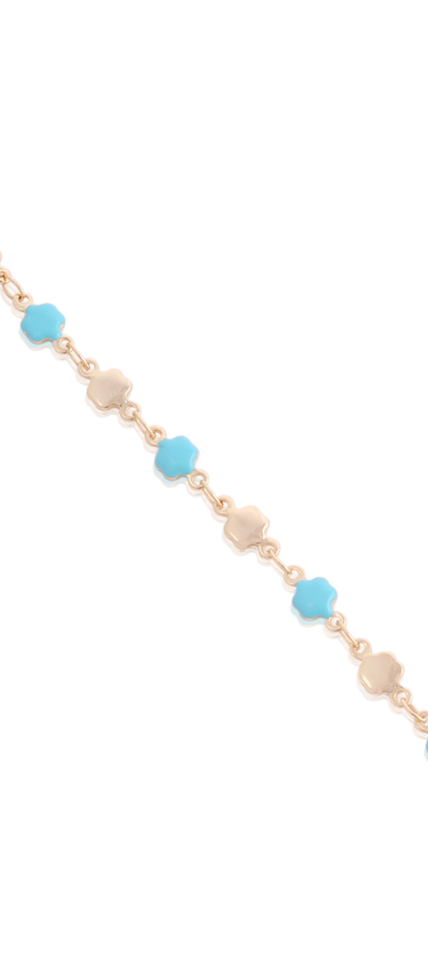 Polished & Turq Enamel Flowers Double Sided Bracelet