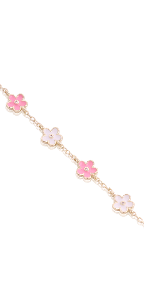 Pink & White Enamel Flower Bracelet