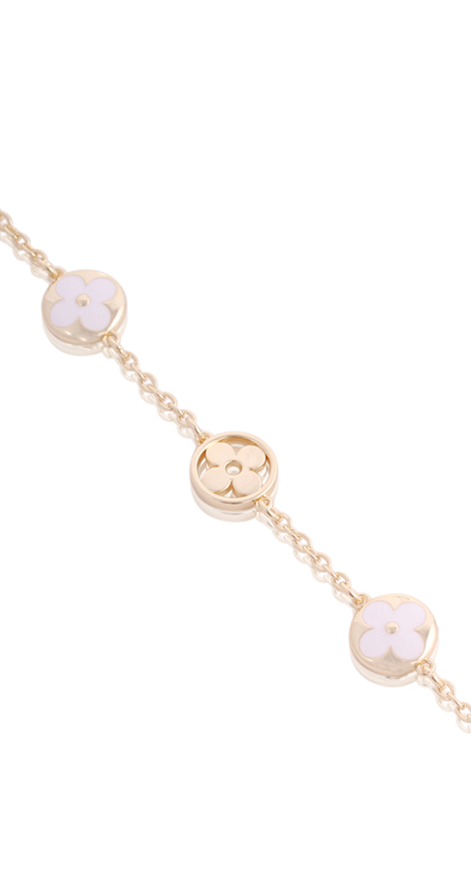 Polished & White Enamel Circles Clover Bracelet