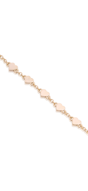 Five Flat Polished Hearts Bracelet