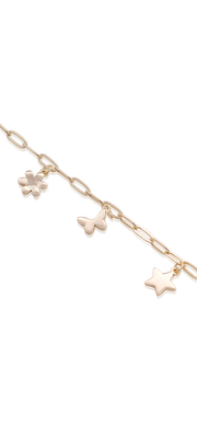 Delicate Polished Paperclip Charm Bracelet in Yellow Gold