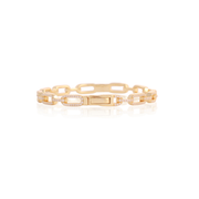 Pave Paperclip CZ Bangle in Yellow Gold