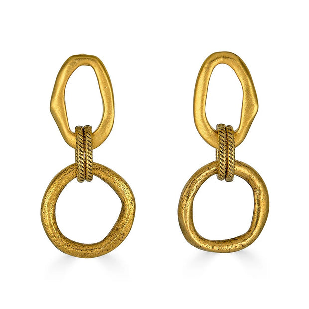 LONI PAUL Gold Sculpted Circle Drop Earrings