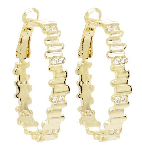 Gold Zig Zag CZ Hoops