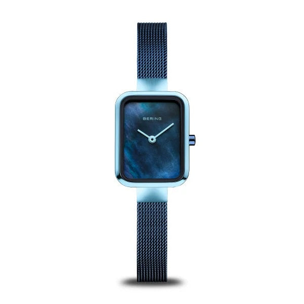 BERING Extra Skinny Blue Square Mesh Watch