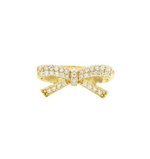 Adjustable Gold & CZ Bow Ring