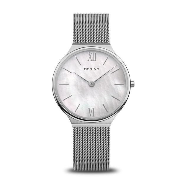 BERING Ultra Slim Mother of Pearl Face Mesh Watch