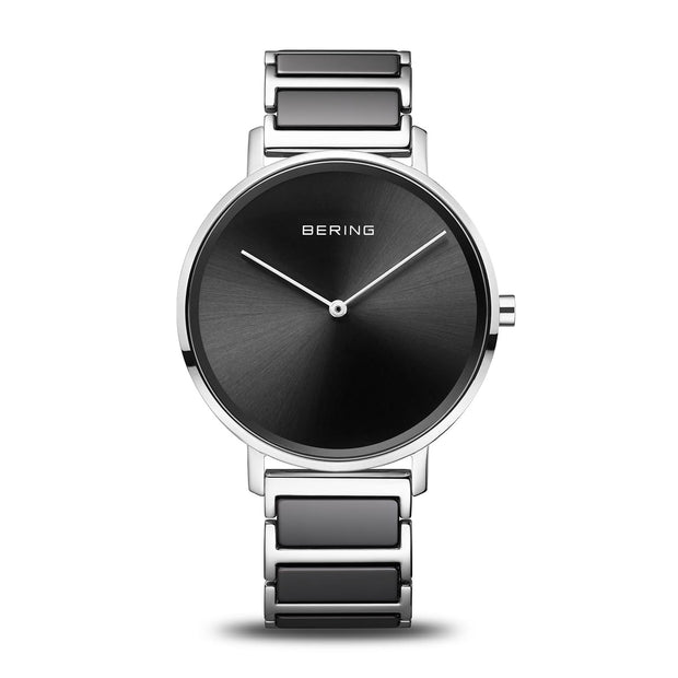 BERING Ceramic Thin Face Link Watch in Black