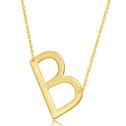 Large Sideways Initial Necklace in Yellow Gold