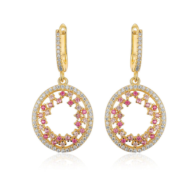Diamond Circle Earring in Pink