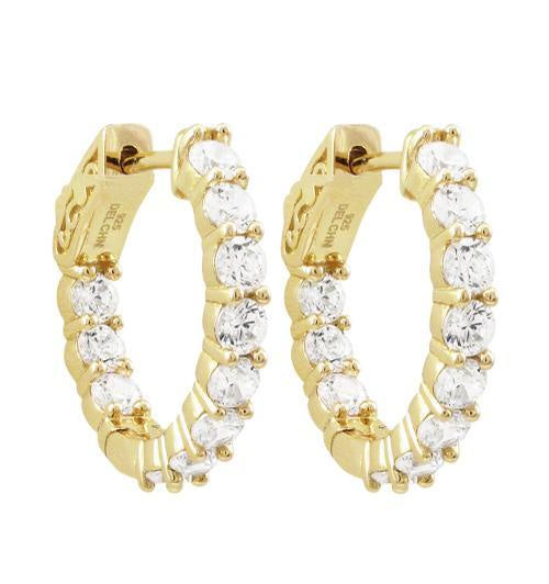 Gold 20Mm Cz Hoop Earrings