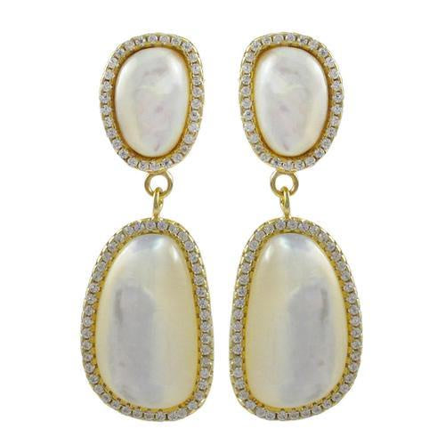 Double Mother-Of-Pearl Stone Clip-On Earring