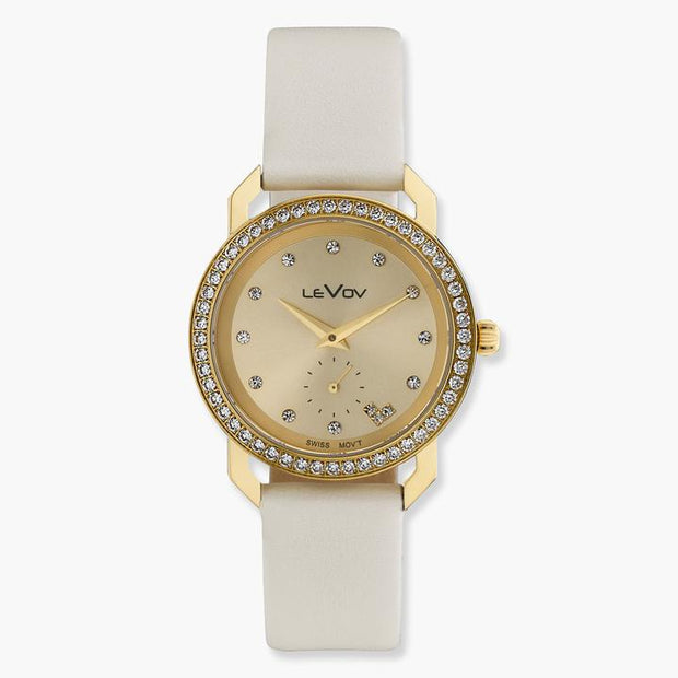 Levov - Emma White Genuine Leather Watch