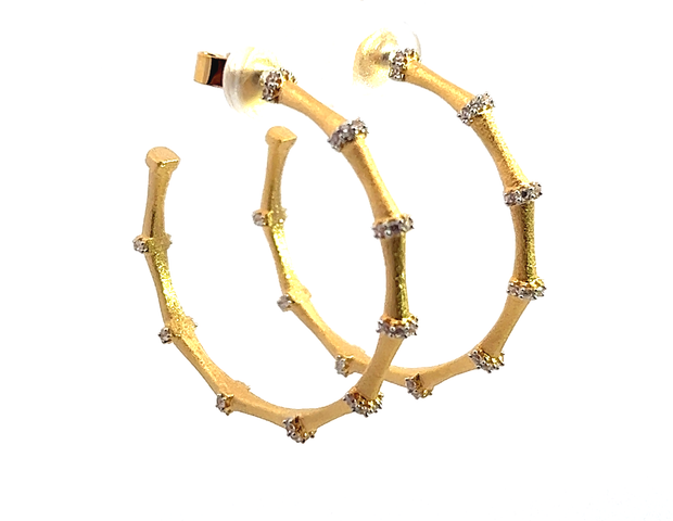 Bamboo  Hoops in Yellow Gold