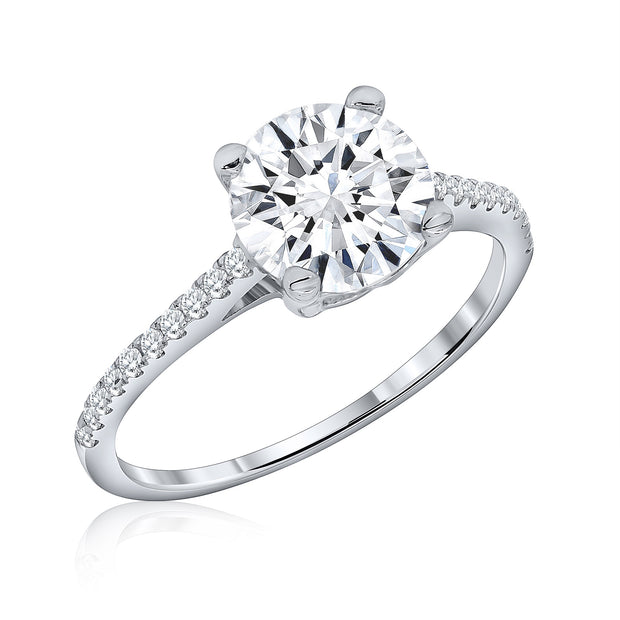 Classic CZ Band Engagement Ring in White Gold